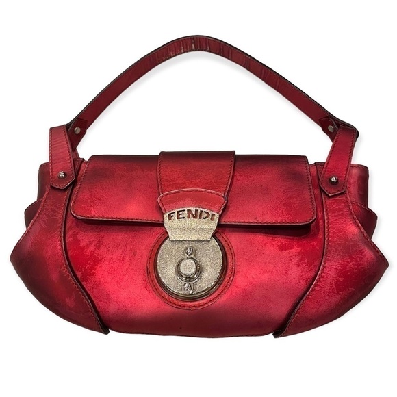FENDI Authentic Metallic Red Leather Baguette Compilation - Picture 5 of 17